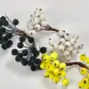 Decoración Navideña de Frutos Rojos de Granada de Espuma Simulada Fruta Navideña Escarchada Material para Guirnaldas DIY Arreglo Floral de Ratán Decoración