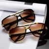 Gafas de sol retro carey Moda europea y americana Elegantes y nobles Gafas de sol metálicas para hombre y mujer Gafas de sol de color marrón degradado