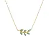 Rama de Amor Europea y Americana Hoja Colgante de Hoja Bohemia Cadena de Acero Inoxidable Cadena Regalo de San Valentín Collar para Mujeres