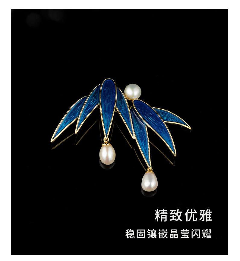 国风平安竹叶胸针时尚优雅淡水珍珠竹子胸花小众高级感