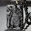 Colgante de Obsidiana Natural de Guanyin, Amuleto de Buda, Guardián de la Buena Suerte, Jade Negro, Cerámica de Jade, Suministro para Transmisiones en Vivo