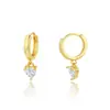 Pendientes de Cobre Personalizados de Nuevo Estilo Europeo y Americano Moda Galvanizado al Vacío Ópalo Hexagrama Pendientes de Circonita Pendientes de Piedra Esmeralda para Mujer