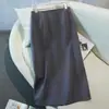 Falda de Traje con Bordado de Lazo para Mujer Primavera Verano 2026 Nueva Falda Midi Recta de Línea A con Abertura