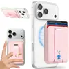 Porta-Cartões de Celular Universal em Couro PU com Fecho Magnético e Orifício para Ejeção de Cartão para Apple Android, Anel Magnético MagSafe