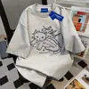 Camiseta de Manga Corta 100% Algodón Puro, Estilo Dulce y Fresco para Hombres y Mujeres, Verano, Corte Holgado, Adelgazante, Versátil, Cuello Redondo, Top para Pareja