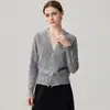 Nuevo cárdigan de cachemira con ribete de encaje soluble en agua para otoño e invierno, cuello en V para mujer, cachemira agradable a la piel, corte holgado, capa base de punto de talla grande