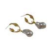 Brincos de pérolas irregulares em forma lisa de ouro design de nicho brincos franceses moda temperamento brincos de todos os jogos