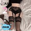 Tonaier Tamanho Grande Anti-Roubo Sexy Anel de Perna de Lingerie Vermelho Ajustável Meia-Calça Feminina Renda Preta Meias Meias