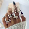 Anel Dourado de Design Personalizado Transfronteiriço Borboleta Galhada Anel Aberto Fashion e Versátil Asas de Pássaro Conjunto de Quatro Peças