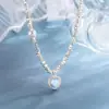 Collar de Fragmento de Plata con Perla de Corazón Iridiscente para Mujer, Cadena Versátil de Clavícula de Lujo Ligero, Popular en Xiaohongshu y Douyin