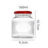 Botella de Vidrio Transparente Rayada Verticalmente de Boca Ancha para Estofado Fresco, Botella Vacía de Gelatina de Pescado, Botella Selladora para Mermelada Casera de Gelatina de Leche, Botellas de Empaque al por Mayor