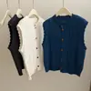 2026 principios de otoño hilo de algodón/estilo coreano holgado, adelgazante, cuello redondo, tejido de punto calado chaleco cárdigan top para mujer