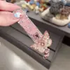 Pinza para el Cabello Rosa Brillante con Diamantes Completos Estilo Chica Dulce Estilo Coreano para Mujer, Pinza Lateral de Mariposa con Borla de Cristal, Pinza para la Parte Posterior de la Cabeza, Accesorio para el Cabello