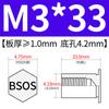 Yishenglong Pernos Remachables para Agujero Ciego de Acero Inoxidable Tuercas Remachables Placa de Presión Hexagonal Rosca Bsos-M3M4