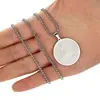 Huayue Transfronterizo Europeo y Americano Nuevo Trendy Acero Inoxidable 30mm Redondo Colgante Simple Geométrico Cuadrado Collar de Perlas