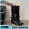 Botas de tacón grueso de tacón alto de tubo alto para mujer 2026 nuevo de primavera y otoño punta fina tacón de bloque botas largas botas para pantalón botas de montar