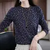 Nova Moda de Outono Plus Size Camiseta Básica Estilo Mãe, Camiseta Elegante Solta Emagrecedora para Mulheres de Meia-Idade e Idosas, Manga Longa Atacado