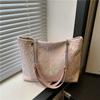 Bolsa de Mão Nova Fresca 2025 Bolsa Tutorial para Estudante Feminina Bolsa Tote Doce Casual Bolsa Listrada Colorida Bolsa de Ombro