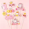 Decoraciones para Pastel de Primer Cumpleaños Estilo Chino, Celebraciones de Cumpleaños Felices y Seguras para Niños, Inserts Decorativos para Mesa de Postres para Hornear