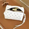 Nova Bolsa Simples Acolchoada de Bolinhas para Batom de Mão Bolsa de Cosméticos Bolsa Pequena de Armazenamento Porta-Moedas Mini Bolsa de Mão Portátil