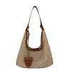 Bolsa de Palha Trançada Estilo Francês para Mulheres, Moda de Verão, Estilo Casual e Relaxado, Bolsa de Praia para Férias, Bolsa de Ombro Único Trançada