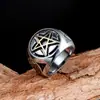 Anel de Pentagrama de Aço Inoxidável com Personalidade Punk Gótico Rock Europeu e Americano para Homens