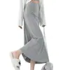 Falda Midi Gris Oscuro para Mujer Primavera Verano Otoño Elegante Caída Falda Cola de Pez de Modal Falda Bodycon Línea A Petite