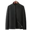 Chaqueta de hombre 2026 otoño/invierno, cuello alto elegante, con cremallera, para mediana edad y jóvenes, estilo business casual, abrigo de lana doble cara hecho a mano, moderno