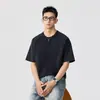 Camiseta Henley de Algodón de Bambú de Alta Gama Estilo Americano con Parches de Manga Corta para Hombre, Nuevo Top Texturizado Holgado Lavable Primavera/Verano 2026