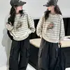 Sudadera para Niña 2026 Camiseta de Manga Larga Niños Medianos y Grandes Nuevo Top Rayado Infantil Elegante Cuello Redondo Capa Base Venta al por Mayor
