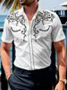 Camisa de Verano de Manga Corta Transfronteriza con Elementos de Estilo Étnico e Impresión Digital para Hombre, Camisa Casual, Nuevo Modelo 2025