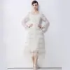 Vestido Social Elegante Retro Estilo Francés Nueva Colección Primavera 2026 con Cuello Cuadrado, Diseño Bordado Hueco y Falda Larga de Corte A