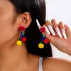 Pendientes Navideños Europeos y Americanos Transfronterizos Divertidos de Pelo Trenzado de Colores Contrastantes Pendientes Navideños de Diseño Nicho con Cuentas de Arroz para Mujer