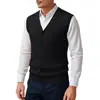 Transfronterizo 2025 Nuevo Chaleco de Punto para Hombre Multicolor Trenzado Cuello en V Sin Mangas Cárdigan Chaleco Suéter de Negocios para Hombre