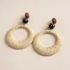 Pendientes de Corazón de Madera Color Café Transfronterizos Europeos y Americanos, Pendientes Estilo Retro Maillard, Pendientes de Diseño de Nicho para Mujer