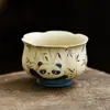 Taza Pequeña de Cerámica Azul y Blanca, Rojo Flintstone, del Fabricante, para Servir a los Invitados, Panda Jugando con Bambú, Taza de Maestro Estilo Chino, Juego de Té de Taza Individual