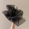 Cuerda para el pelo súper grande de pelo negro esponjoso de alta calidad para mujer, nueva cuerda de flor de maíz, banda para el pelo de alta elasticidad, banda para el pelo, tocado