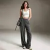 Pantalones de yoga de pierna ancha de cintura alta para mujer, bolsillo trasero, caída fluida, adelgazantes, pantalones de fitness de pierna recta, se pueden usar para salir, pantalones largos deportivos de secado rápido para mujer