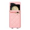 Adecuado para Samsung Z Flip7 Funda con Tarjetero, Z Flip6 Cruzada con Espejo, Funda Protectora de Moda Acolchada
