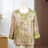 Camisa Fina de Primavera e Verão da Mamãe 2026 Novo Estilo Roupas para Mulheres de Meia-Idade e Idosas Blusa de Manga Três Quartos Roupa de Verão do Sudeste Asiático