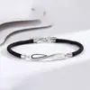 Pulsera Doble Runxin Mobius para Hombres y Mujeres Un Par de Regalos de San Valentín Cuerda de Mano Tejida Pulsera de Grabado de Nicho