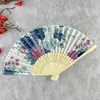[Buena persona] verano estilo japonés retro Mujer abanico de seda de bambú chino estilo japonés abanico pequeño abanico plegable venta al por mayor