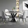 Mesa de Jantar em Pedra Mesa de Jantar Moderna Simples Luxo Leve Mesa Redonda Mesa Redonda Doméstica Pequeno Apartamento Mesa de Jantar e Cadeira Combinação Mesa de Jantar Doméstica