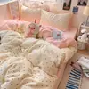 Ins fresh simples puro algodão conjunto de cama de quatro peças classe A qualidade mãe e bebê sono nu desenho animado dormitório capa de edredom individual saia de cama de estudante conjunto de três peças
