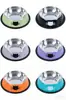 Comedero para Mascotas de Acero Inoxidable Antivuelco, Comedero Antideslizante para Gatos y Perros, Comedero de Alimentación con Impresión Colorida, Fácil de Limpiar y Resistente a Mordeduras