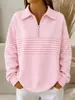 Nova camisa feminina de gola alta com zíper parcial e listras coloridas estilo europeu e americano, top casual de manga longa com corte solto, moda feminina transfronteiriça