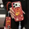 Bolsa de la Suerte de Año Nuevo Funda para Teléfono con Patrón de Cuero de Poni con Correa para Apple 17/16/15 Pro Max, Vivo, Huawei