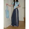 Pantalones Casuales Azul Oscuro Mujer 2026 Nuevo Principio de Otoño Sueltos Tres Rayas Pierna Recta Pantalones Deportivos Pantalones de Chándal Sueltos