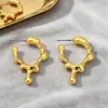 Pendientes Asimétricos Líquidos Chapados en Oro al por Mayor Transfronterizos para Mujer, Estilo Minimalista Único, Pendientes Casuales en Stock, Aleación de Zinc