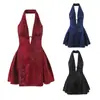 Venta al por mayor transfronteriza Verano 2026 Moda europea y americana Casual Ajustado Espalda descubierta Cuello en V Halter Vestido para mujer C18161/62
